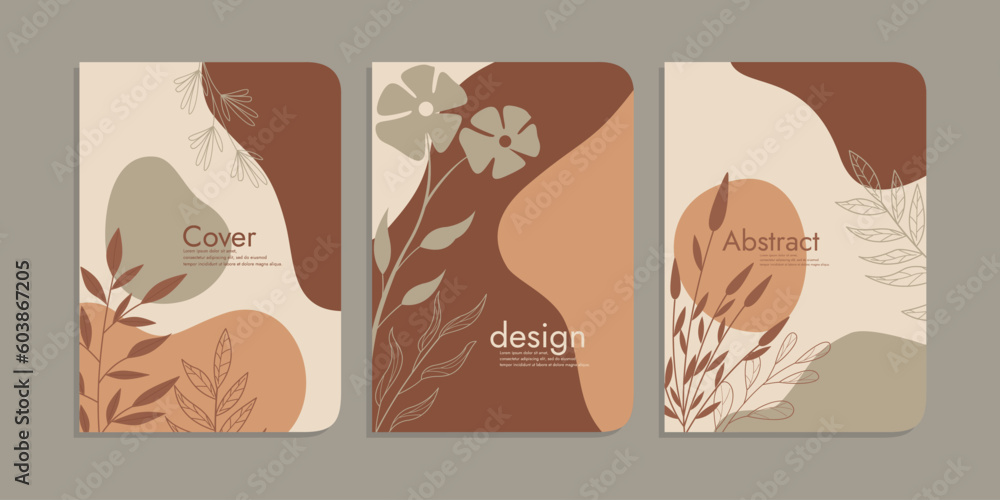 Cover design with floral motifs. hand drawn creative leaves. Tropical artistic background. Can be used for invitations, notebooks, cards, book covers, catalogs, brochures. A4 size. Vector illustration Cover design with floral motifs. hand drawn creative leaves. Tropical artistic background. Can be used for invitations, notebooks, cards, book covers, catalogs, brochures. A4 size. Vector illustration