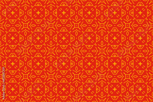 Chinese seamless pattern texture background. Seamless floral lines pattern background in asian oriental style. Geometric creative abstract red and gold pattern background print. 
