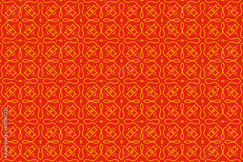 Chinese seamless pattern texture background. Seamless floral lines pattern background in asian oriental style. Geometric creative abstract red and gold pattern background print.  © Dodoodle