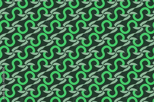 A green and black background with a dollar sign. Seamless geometric pattern for wrapping, fabric and ornament. Vector illustration in green color.