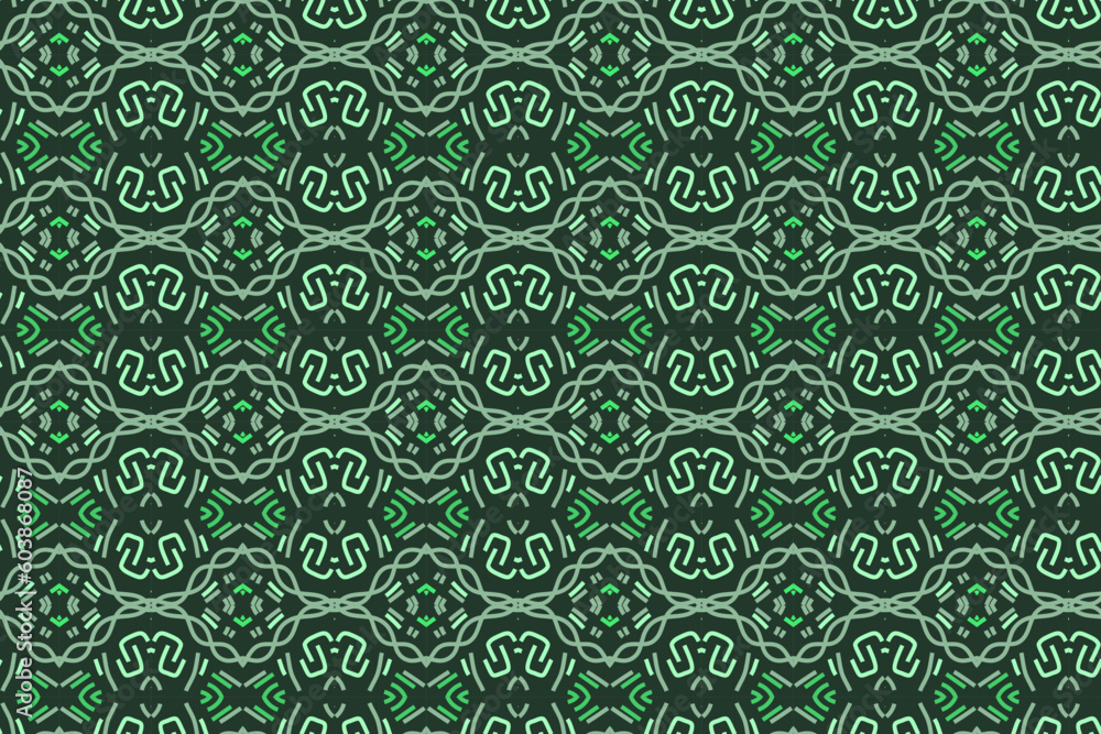 Seamless ethnic pattern in green color Seamless ethnic pattern in green color
