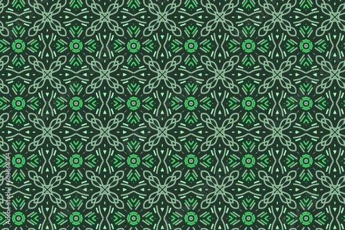 Vector geometric seamless patterns. Dark green backgrounds with modern minimal motifs. Abstract geometrical textures. Simple pattern design decor, warping papper