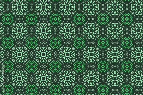 Vector geometric seamless patterns. Dark green backgrounds with modern minimal motifs. Abstract geometrical textures. Simple pattern design decor, warping papper