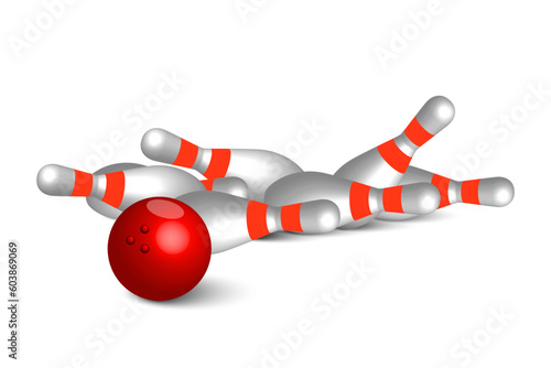 Bowling kegling mockup set. Realistic illustration kegling mockup for web. Vector illustration.