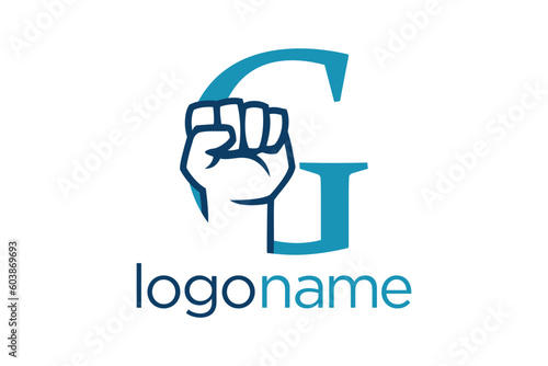 Hand fist and G letter concept. Very suitable in various business purposes also for icon, logo, symbol and many more.