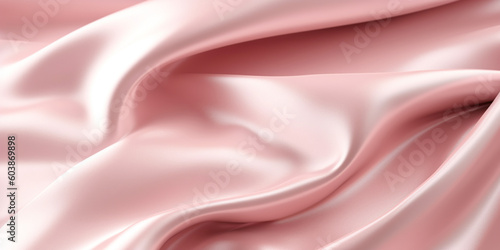 Baby pink silk satin background, elegant wavy fold by generative AI tools