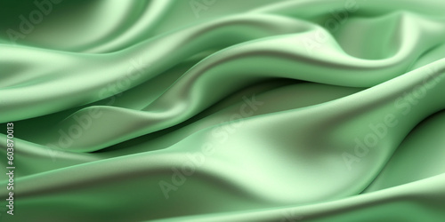 Wallpaper Mural Soft green silk satin background, elegant wavy fold by generative AI tools Torontodigital.ca