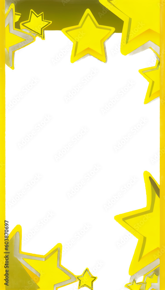 Cartoon star frame, golden yellow cheerful happy stars surrounding the border, illustrated simple drawing of stars in a frame design element framing outline (generative AI, AI) Cartoon star frame, golden yellow cheerful happy stars surrounding the border, illustrated simple drawing of stars in a frame design element framing outline (generative AI, AI)