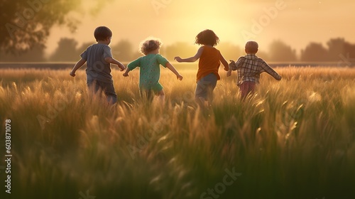 A picture of children playing on field celebrate children's day