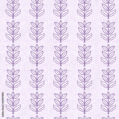 Gender neutral purple botanical foliage seamless raster background. Simple whimsical 2 tone pattern. Kids floral nursery wallpaper or scandi all over print.