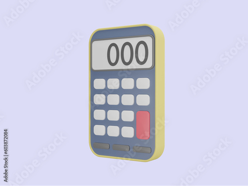 Calculator icon isolated on white background. 3d render Illustration.