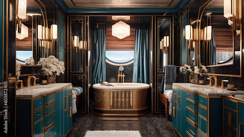 Generative AI, Luxurious Art Deco Bathroom