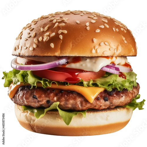 Burger on a transparent background (Created by AI)