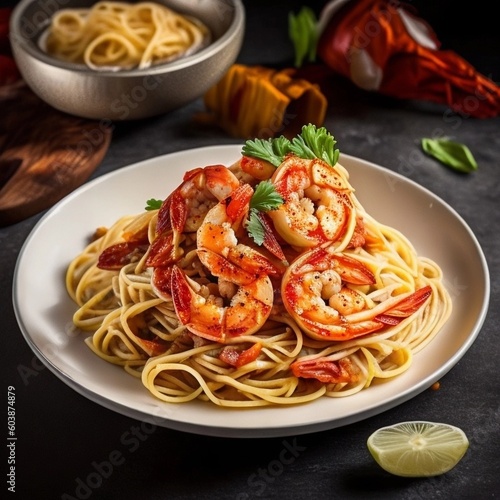 Creamy Shrimp Alfredo with Sun-Dried Tomatoes Made with Generative AI Technology