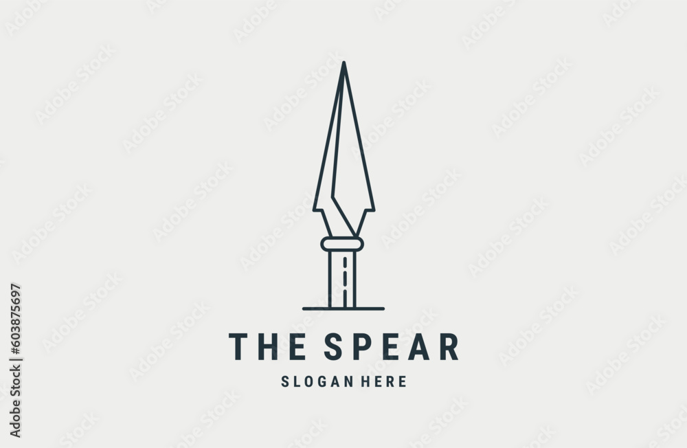 Spear logo vector design template line style .