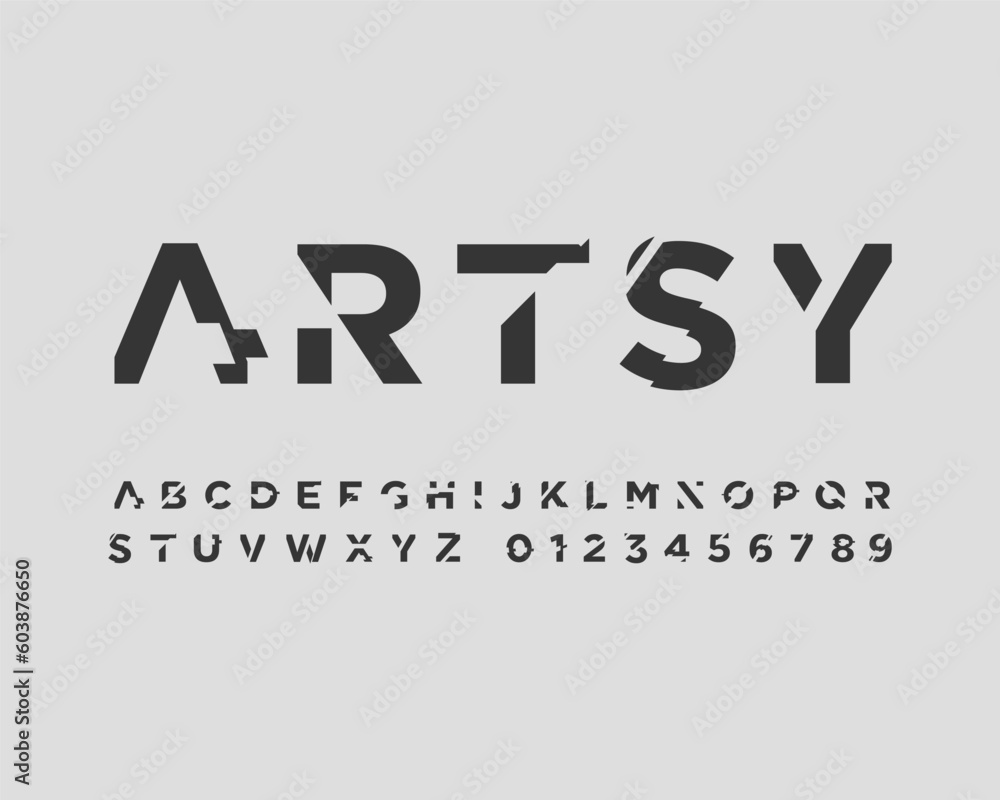 Artsy Glitch Futuristic Digital Font set for Designer in vector format Artsy Glitch Futuristic Digital Font set for Designer in vector format