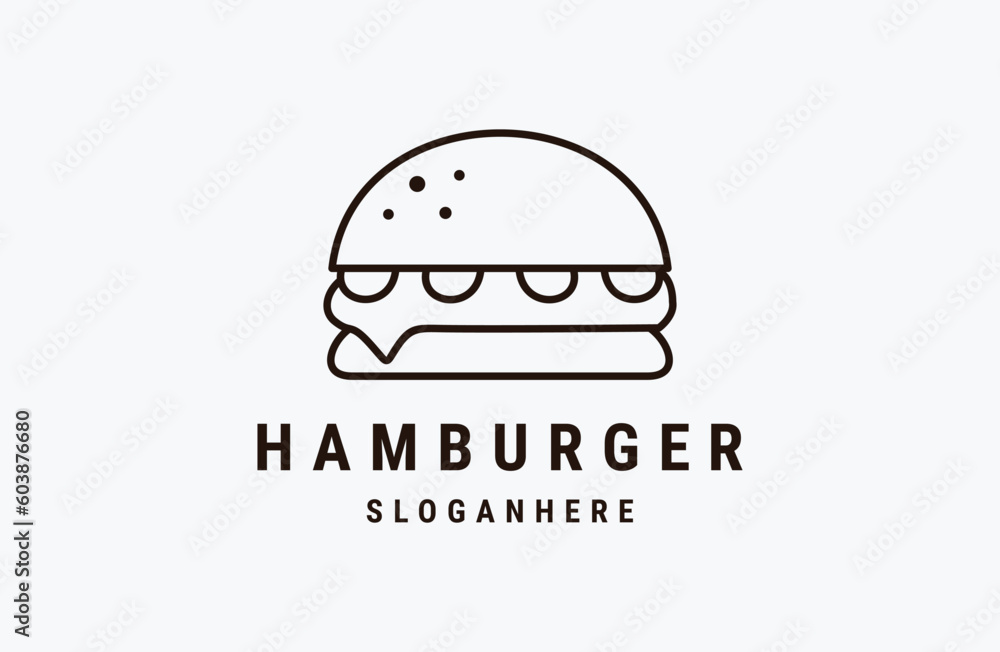 lines fast food hamburger logo design vector icon symbol illustration lines fast food hamburger logo design vector icon symbol illustration