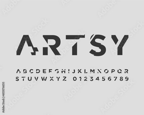 Artsy Glitch Futuristic Digital Font set for Designer in vector format