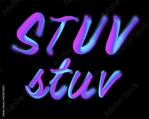 3D overdrive movie poster designer font set - S, T, U, V