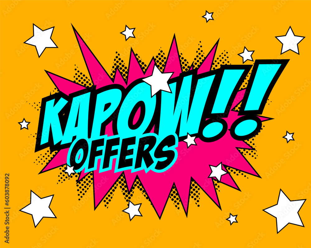 Comic Pop-art style hard-sell template design - Kapow!! Offers Comic Pop-art style hard-sell template design - Kapow!! Offers