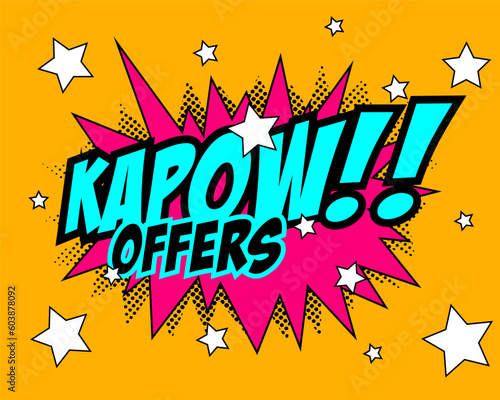 Comic Pop-art style hard-sell template design - Kapow!! Offers
