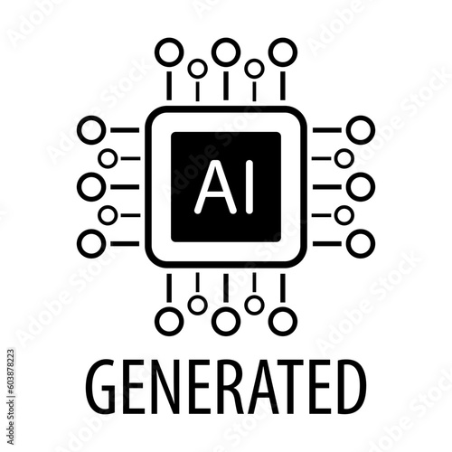 Artificial intelligence generated icon vector AI sign for graphic design, logo, website, social media, mobile app, UI illustration.