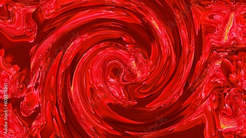 Abstract red color pattern twist wavy shiny liquid 