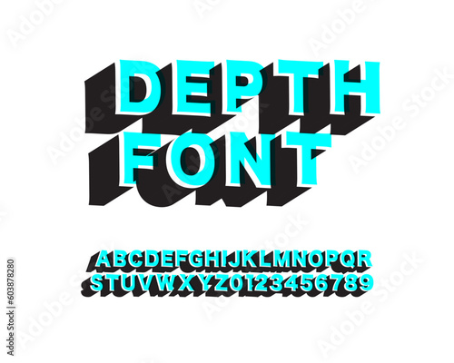 Isometric 3D Font set design with stamping effect