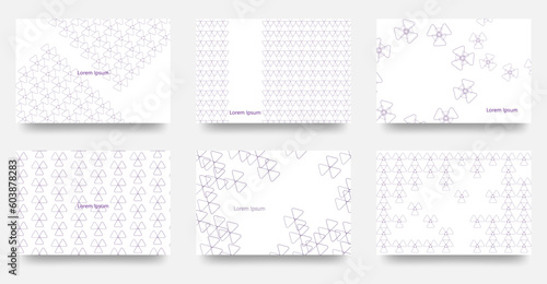 広告や背景　壁紙などに使えそうな　角が丸い色々な三角形の集合の幾何学模様　ベクターカード6枚セット