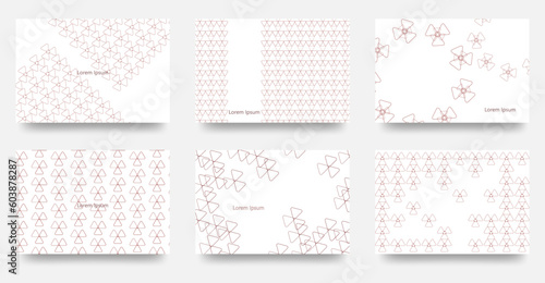 広告や背景　壁紙などに使えそうな　角が丸い色々な三角形の集合の幾何学模様　ベクターカード6枚セット
