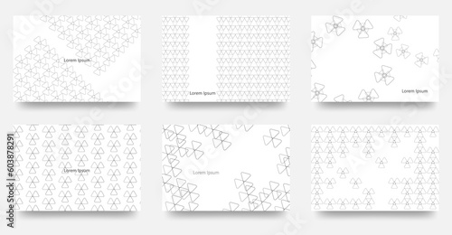 広告や背景　壁紙などに使えそうな　角が丸い色々な三角形の集合の幾何学模様　ベクターカード6枚セット