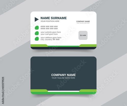 Medical style business card design template with double-sided vector layout
