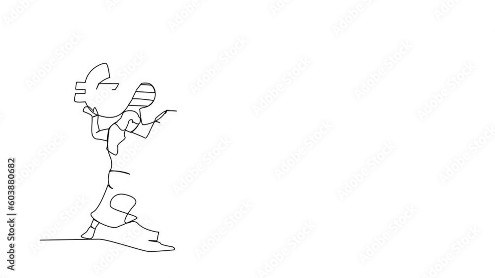 Single one line drawing frustrated businesswoman carrying heavy dollar symbol on her back. Overworked worker due to economic crisis, debt pressure. Continuous line graphic design vector illustration Single one line drawing frustrated businesswoman carrying heavy dollar symbol on her back. Overworked worker due to economic crisis, debt pressure. Continuous line graphic design vector illustration
