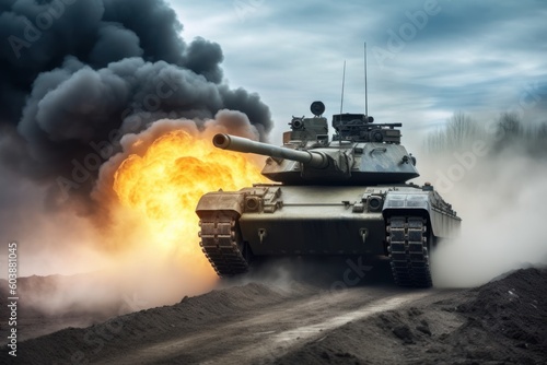 Armored Dominance: Power and Precision in the Tank War Zone, generative ai © Vanessa