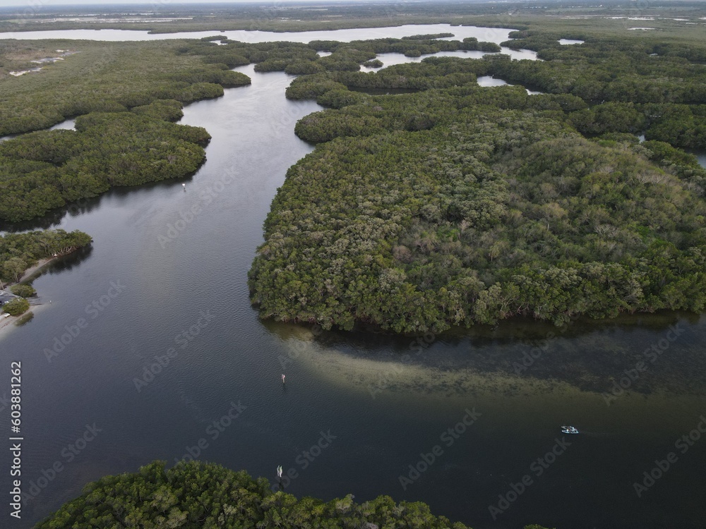 backwater kayaking aerial in Cockroach Bay, in Tampa Bay, Florida
