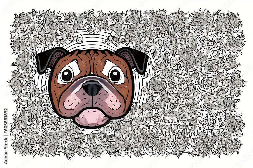pltn style sticker of a bulldog background-white vector clip art, dog illustration - obrazy, fototapety, plakaty 