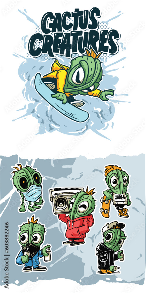 Set of Green Cactus illustration vector 