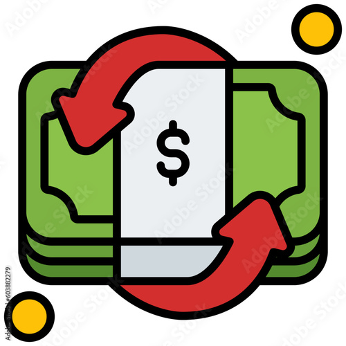 cashback outline color icon