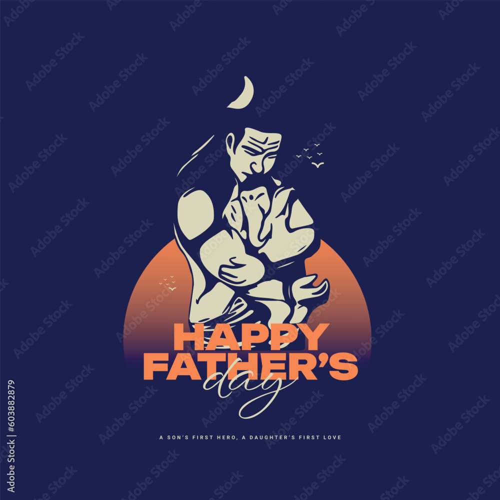 Happy Father's Day greeting social media post banner Template, love you