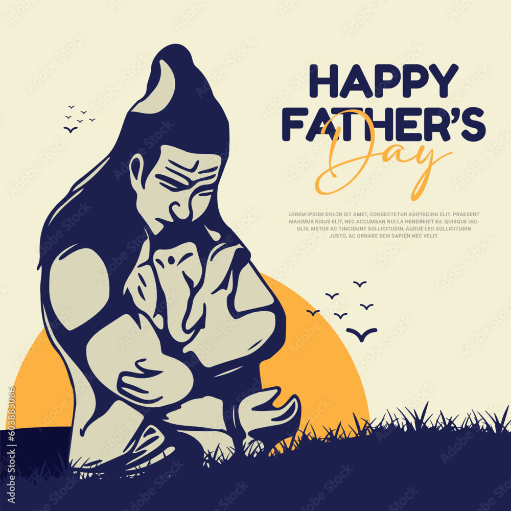 Happy Father's Day greeting social media post banner Template, love you