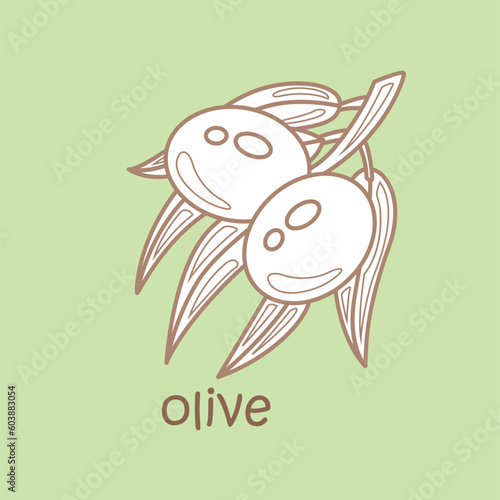 Alphabet O For Olive Vocabulary School Digital Stamp Outline Cartoon