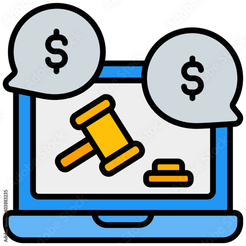 auction outline color icon
