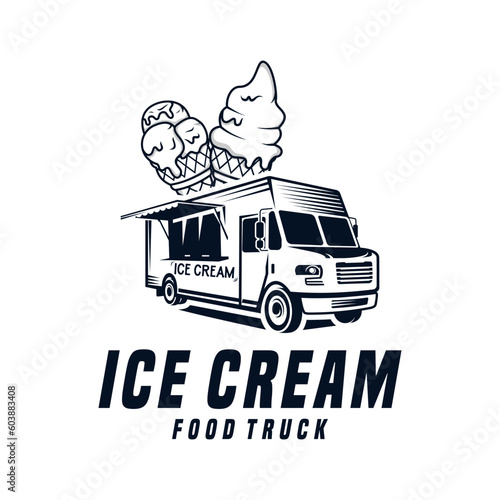 truck ice cream logo design