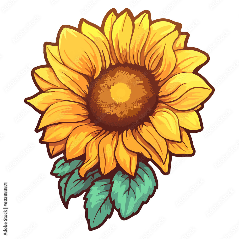 Sunflower modern pop art style, Sunflower illustration, simple creative design.