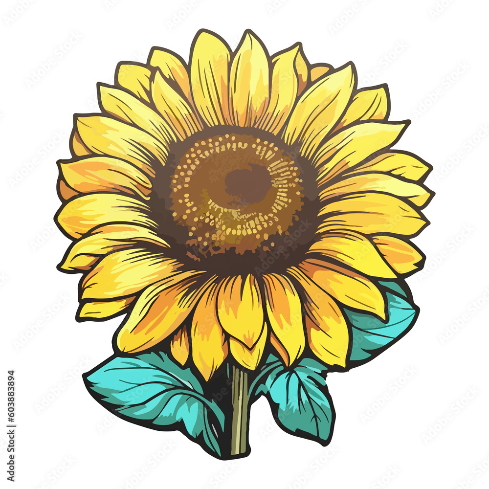Fototapeta premium Sunflower modern pop art style, Sunflower illustration, simple creative design.