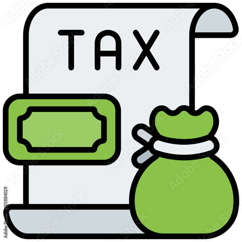 tax outline color icon