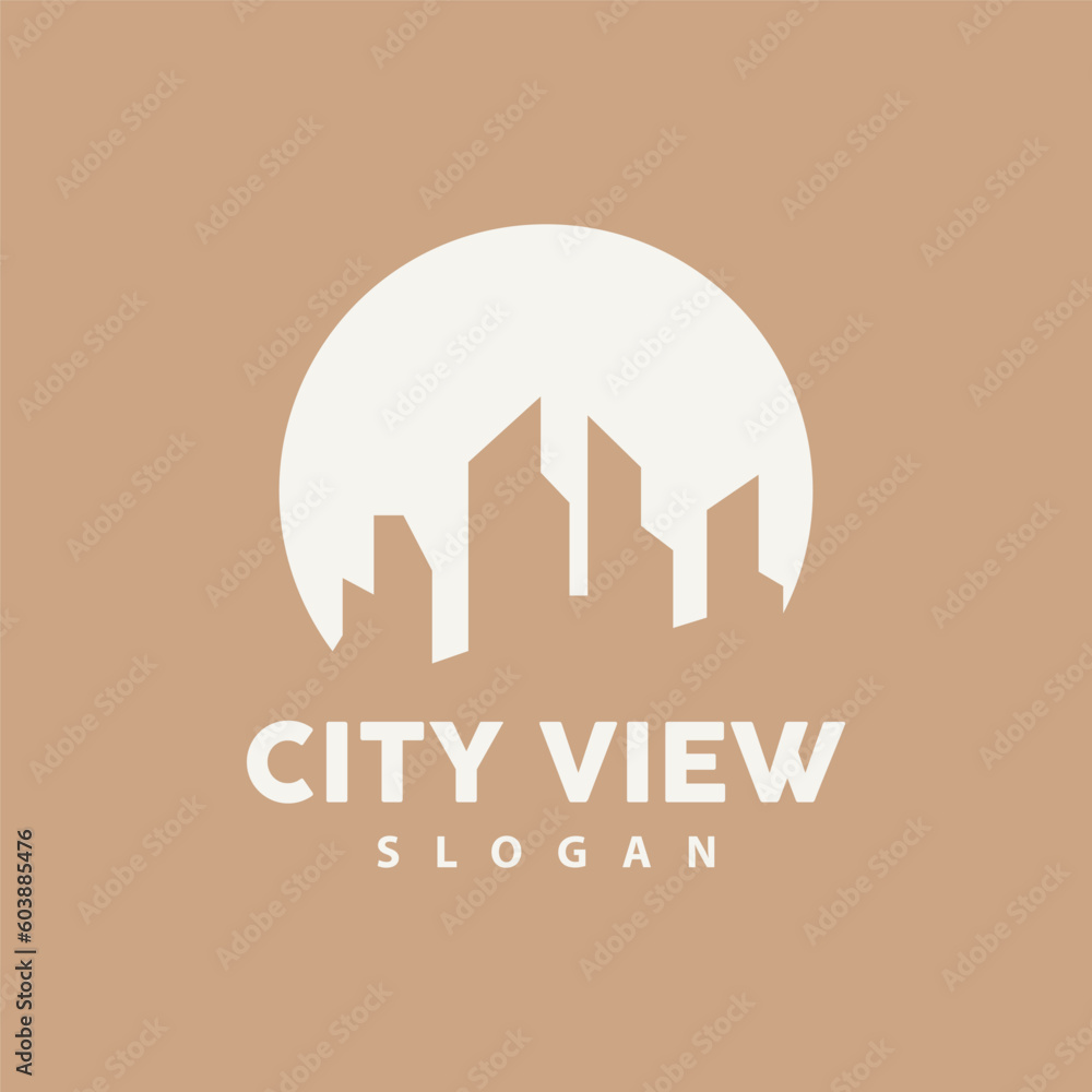 Obraz premium Cityscape Logo, Metropolis Skyline Design, City Building Vector, Icon Symbol Illustration
