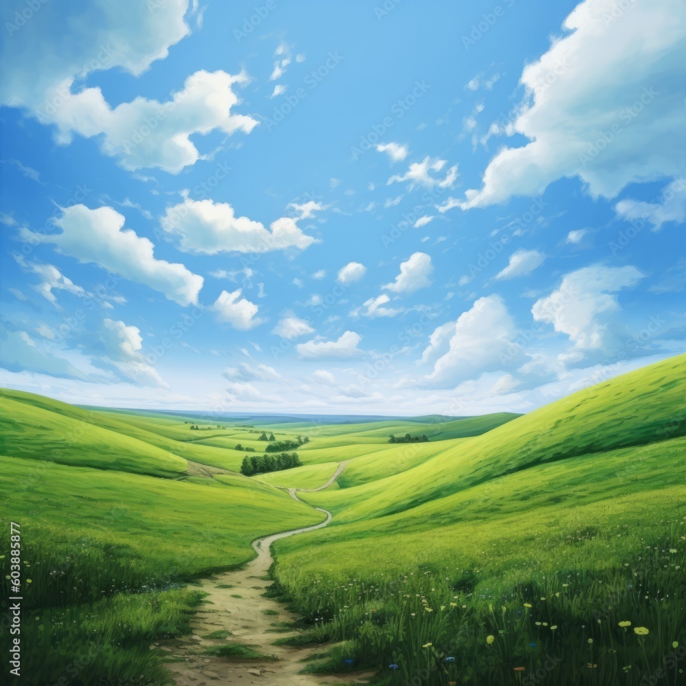 Grass, rolling hills, clouds, valley, peaceful, field Grass, rolling hills, clouds, valley, peaceful, field