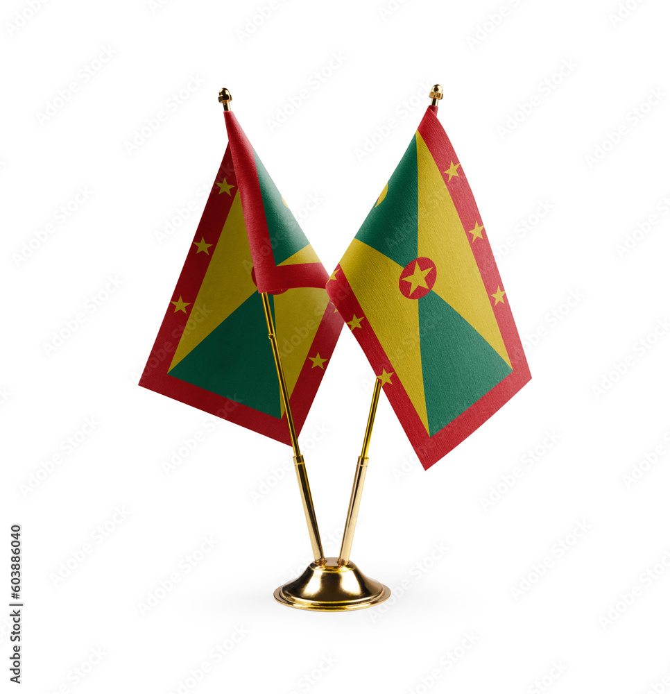 Small national flags of the Grenada on a white background