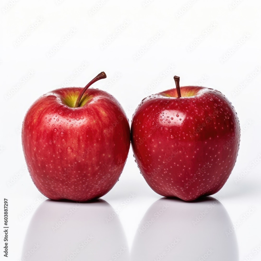 Red Apples isolated on white background (generative AI)